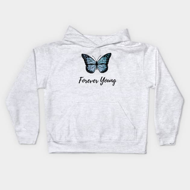 Forever Young Ocean Butterfly Kids Hoodie by Vtheartist